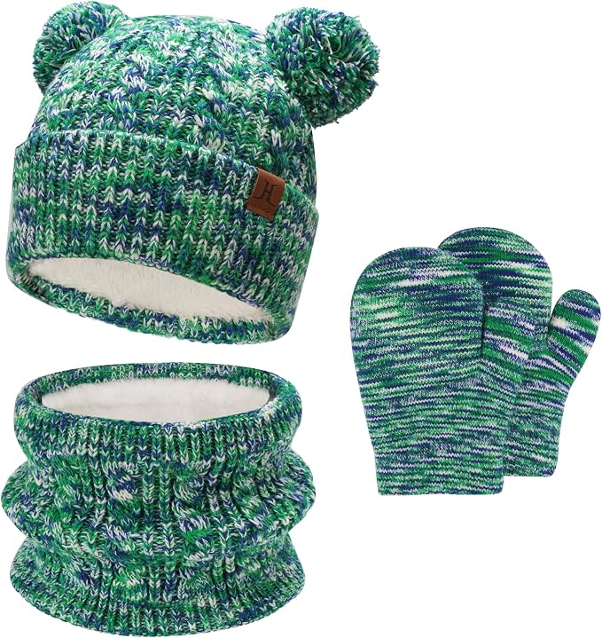 Kids Toddlers Winter Beanie Hats Gloves Neck Scarf Set Mittens Gifts by FZFANTASTICZONE