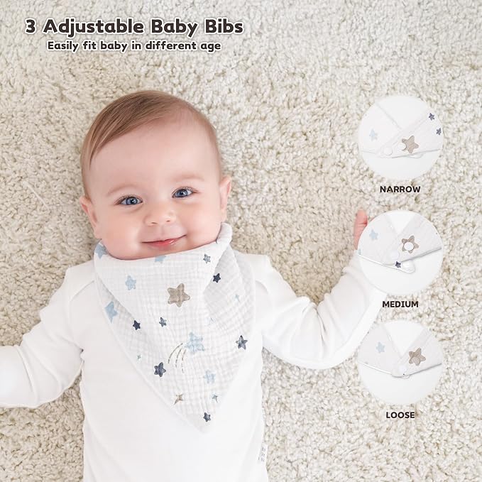 Susurration Muslin Baby Drool Bibs 6Pack Soft Triangular Adjustable Baby - Image 2