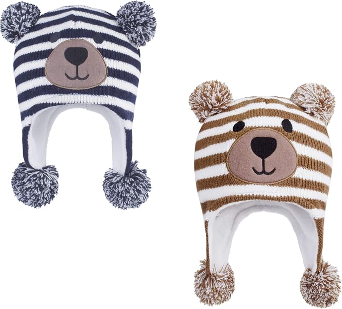 LANGZHEN Toddler Kids Infant Winter Hat, Earflap Knit Warm Cap Fleece Lined by LANGZHEN