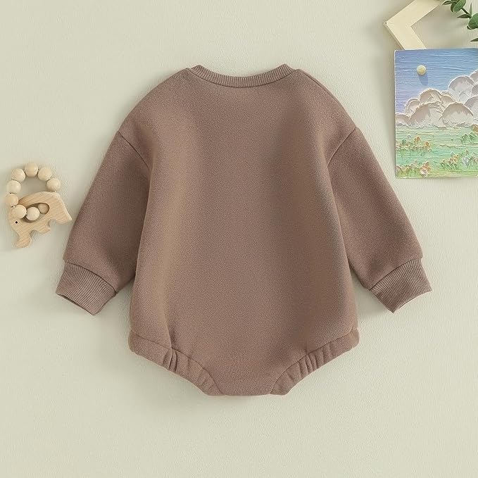 VISGOGO Newborn Infant Baby Boy Girls Oversized Romper Little Dude Sweater - Image 4