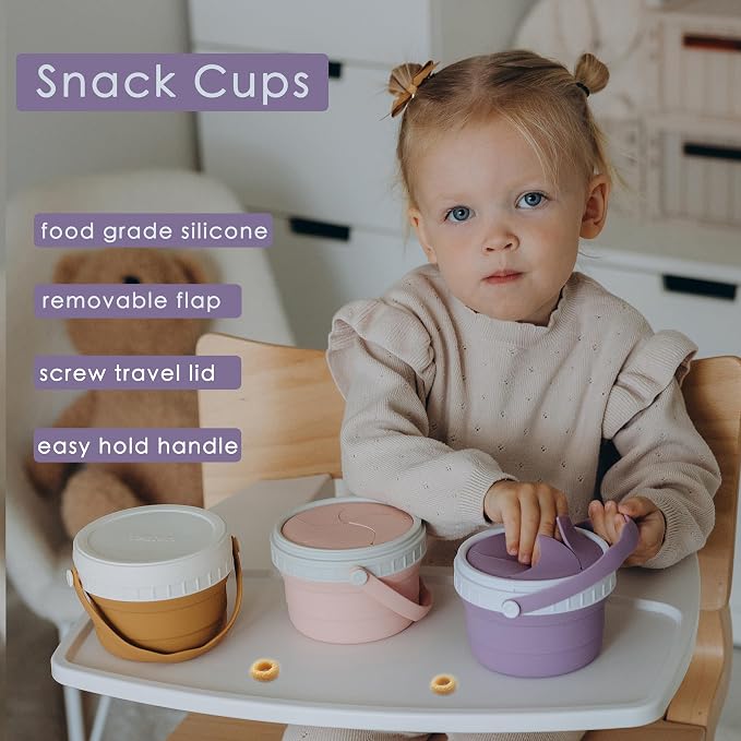 No Spill Silicone Toddler Snack Containers, Detachable Silicone Flap - Image 2