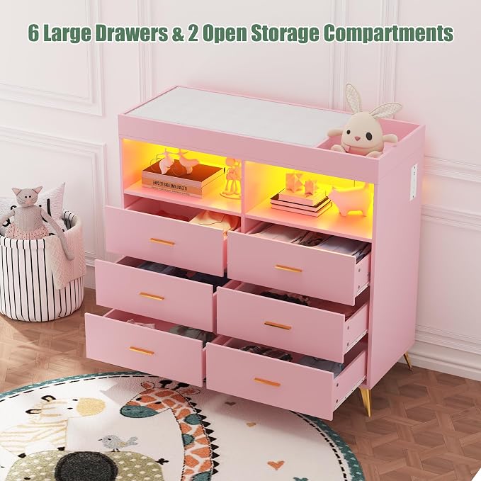 Changing Table Dresser with Drawers, Baby Dresser with Changing Table Top - Image 3