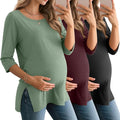 3 Pack Women's 3/4 Sleeve Maternity Shirts Elbow Length Clothes Round Neck by Baggyfly