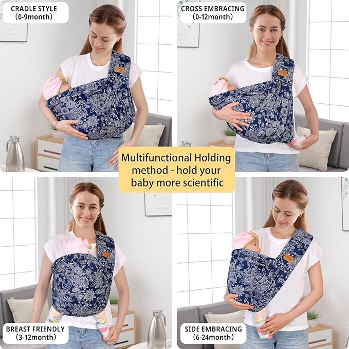 Baby Sling Carrier Newborn, Adjustable Easy Wearing Baby Nursing Warp Sling - Image 5