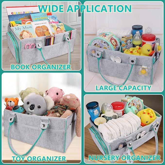 Baby Diaper Caddy Organizer for Boy or Girl Large Nursery Storage Bin Basket - Image 4