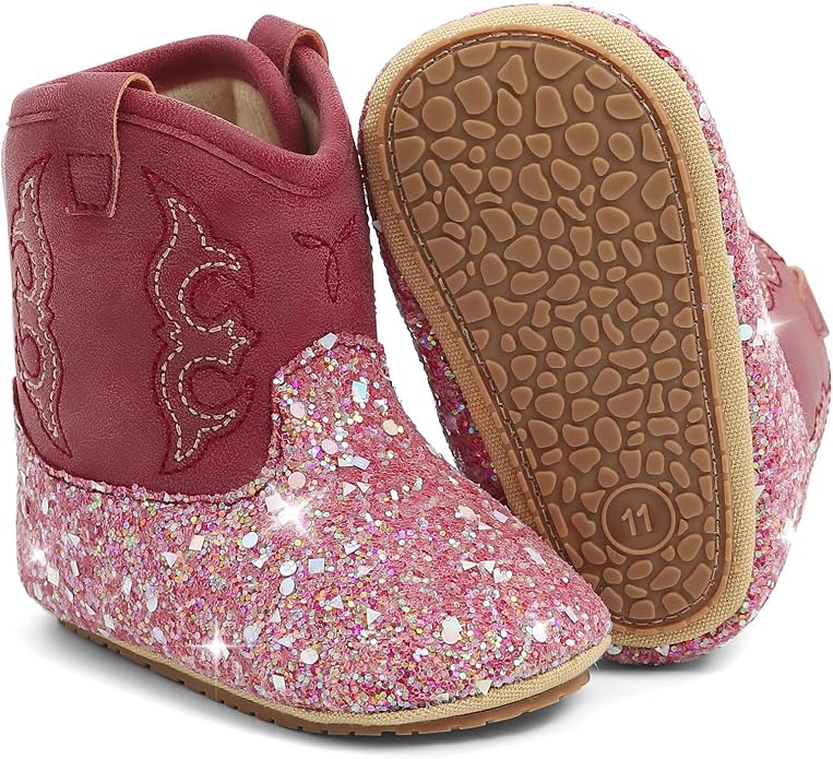 MK MATT KEELY Leather Western Boots Cowboy Bootie Soft Sole Non-Slip Crib Shoes - Image 5