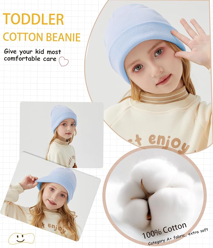 ROYBENS 100% Cotton Baby Beanie Cute Toddler Winter Hat Boys Girls Kids Soft - Image 3