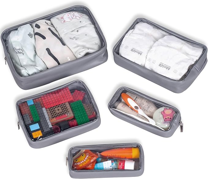 TSA Approved 5-Piece Diaper Bag Organizer Pouch Set Clear Waterproof TPU Kids - Image 5
