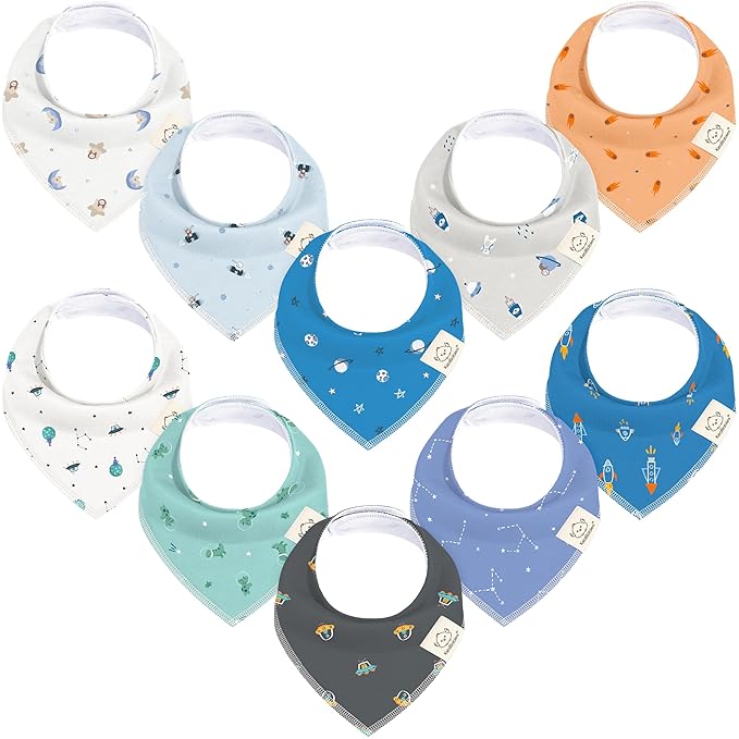 10-Pack Organic Baby Bandana Bibs by KeaBabies