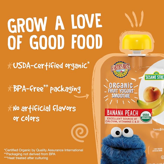 Earth's Best Organic Yogurt Smoothie Pouches, 24+ Months, Fruit Yogurt Smoothie - Image 5