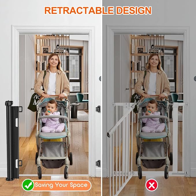 71 inch Retractable Baby Gates, EZIGO Extra Wide Baby Gate - Image 6