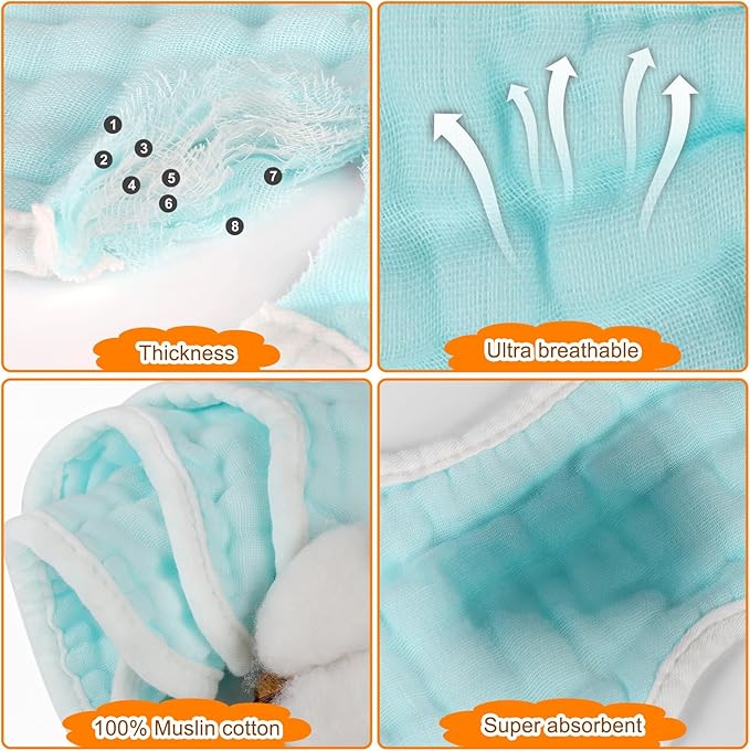 Accmor Muslin Baby Drool Bibs 6 Pack Baby Bandana Drool Bibs Soft Cotton Baby - Image 2