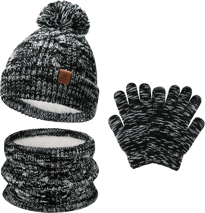 Kids Toddlers Winter Beanie Hats Gloves Neck Scarf Set Mittens Gifts by FZFANTASTICZONE