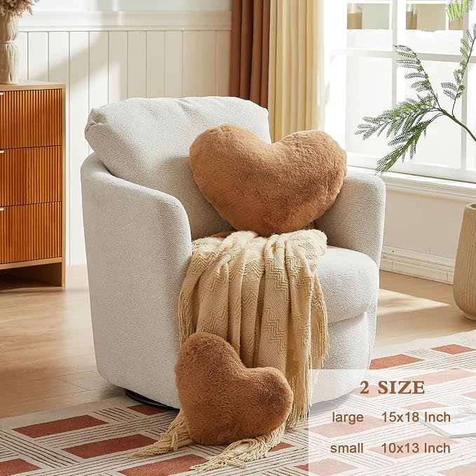 EastTree Heart Pillows, Khaki Heart Shaped Pillows, Ultra Soft Extra-Large - Image 2