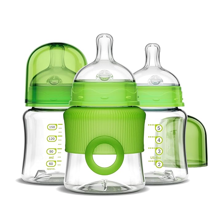Smilo Baby Bottle Set with Stage 0 Slow Flow Anti Colic Nipple, 5 Oz / 150 ml by Smilo
