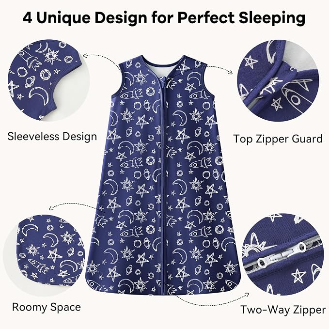 Baby Sleep Sack 6-12 Months 1.0 Tog Baby Wearable Blanket 100% Cotton Sleeping - Image 3