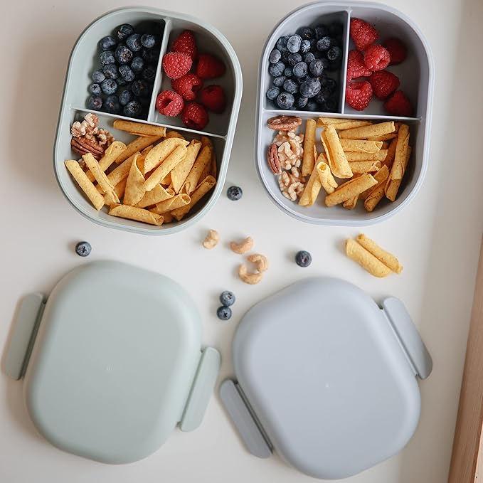 mushie Kids Bento Lunch Box | 3-Compartment & Removable Divider + Fork & Spoon - Image 3
