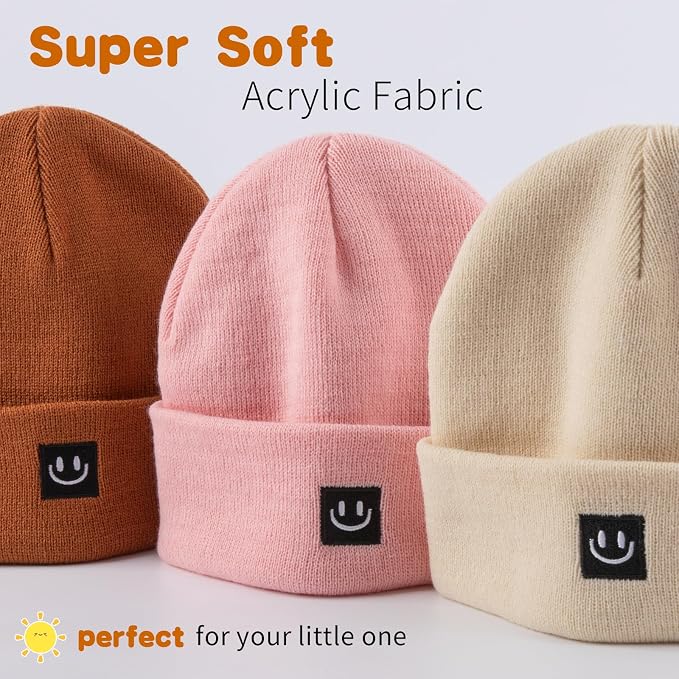 3 Packs Baby Beanie Cute Toddler Beanies Kids Winter Hat Boys Girls Warm Knit - Image 2