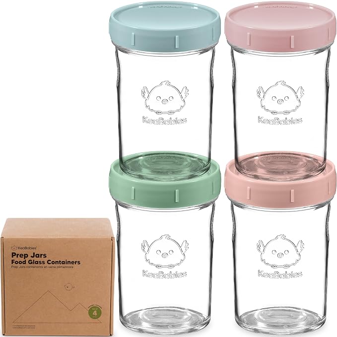 KeaBabies 4pk 8oz Glass Baby Food Containers by KeaBabies