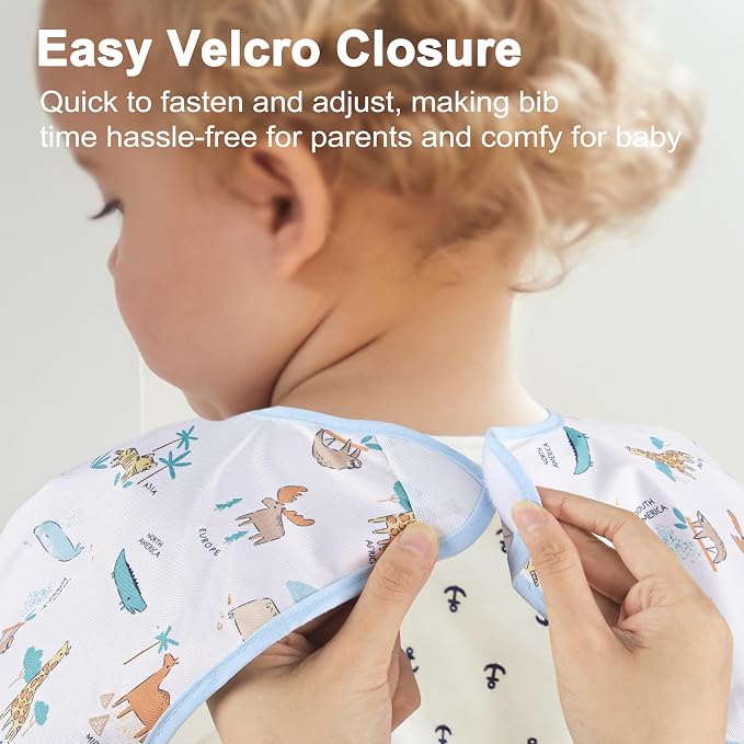 Long Sleeve Baby Bib For Eating Feeding Mess Proof Waterproof Food Smock Bibs - Image 4