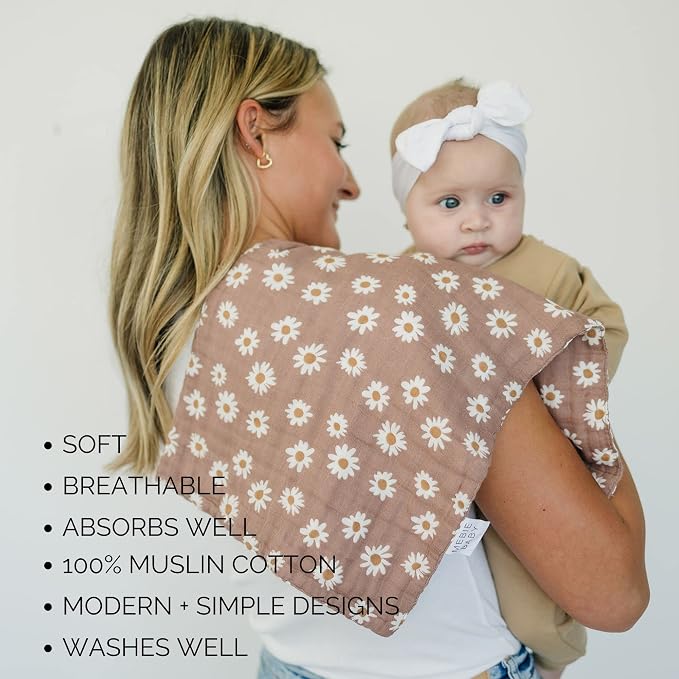 Mebie Baby Burp Cloths, Modern Print 3-Pack, Muslin Burp Cloth Set - Image 4