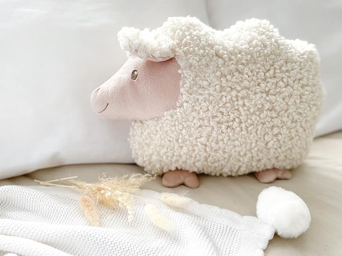 MON AMI Lamb Shaped Pillow – 13.5x12 Inch Plush Sheep Cushion | Soft Decorative - Image 6