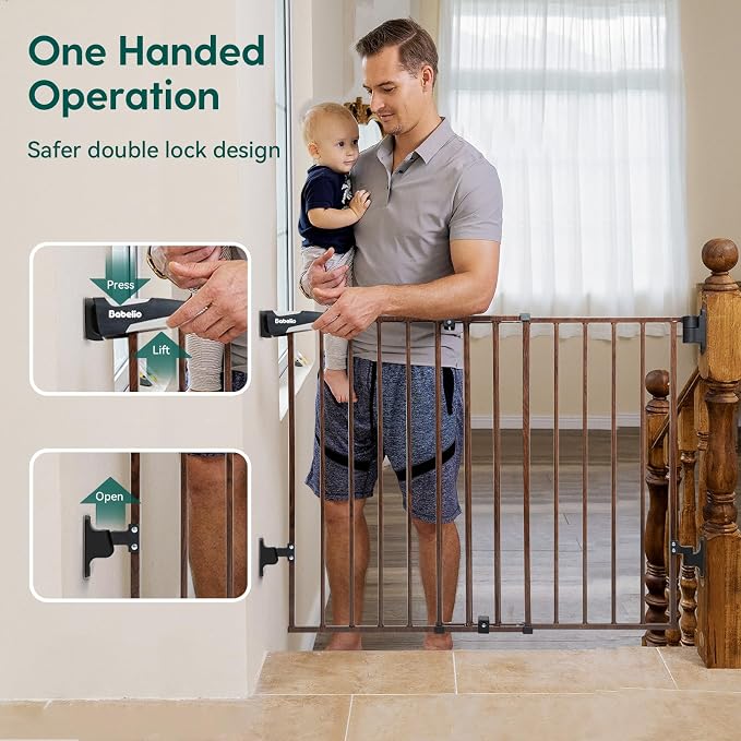 Babelio Baby Gate for Stairs & Doorways, 26-43" W 28" H No Bottom Bar| Easy - Image 3