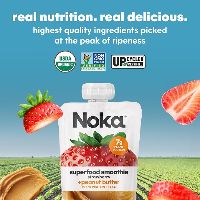 Noka Superfood Fruit & Nut Butter Smoothie Pouches, Healthy Snacks 6 Pack - Image 7