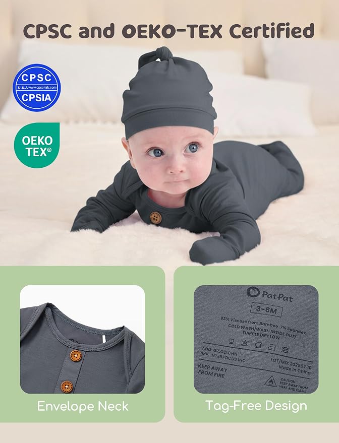 PATPAT Baby Sleeper Gown with Bamboo Viscose - Image 2