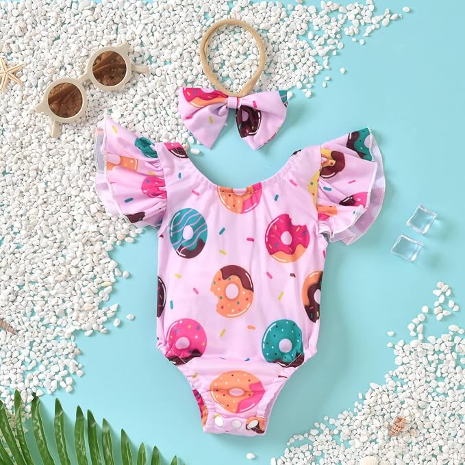 Toddler Girl Baby Ruffles Mermaid Fish Scale Swimsuit One Piece Swimwear - Image 7