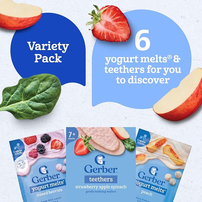 Gerber Stage 3 Baby Snacks Discovery Pack, Yogurt Melts, Teething Wafers - Image 6