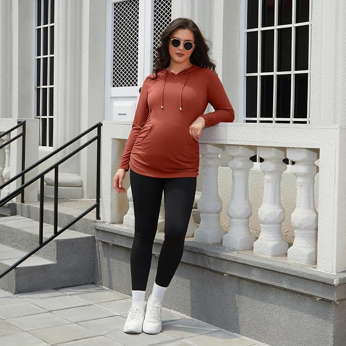 GINKANA Maternity Hoodie Long Sleeves Shirts Casual Maternity Top Pregnancy - Image 5