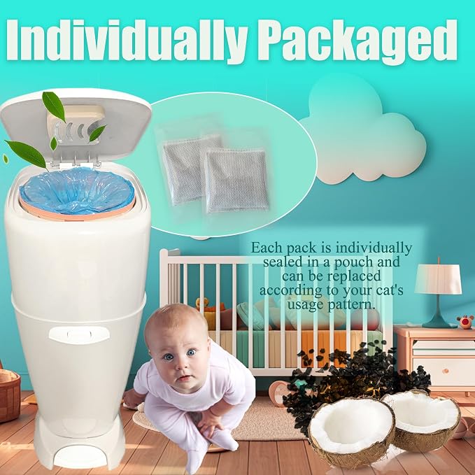 NewKe 12 Pack Diaper Pail Deodorizer Refill, Activated Charcoal Filters - Image 5