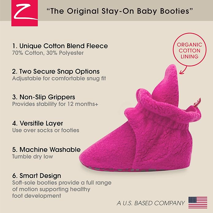 Zutano Unisex Fleece Baby Booties, Two Snap Closure, Newborn to 24 Months - Image 3
