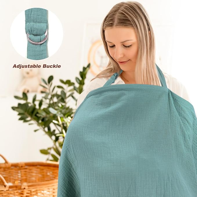 Muslin Nursing Cover for Breastfeeding, Privacy Breathable Breastfeeding Cover - Image 5