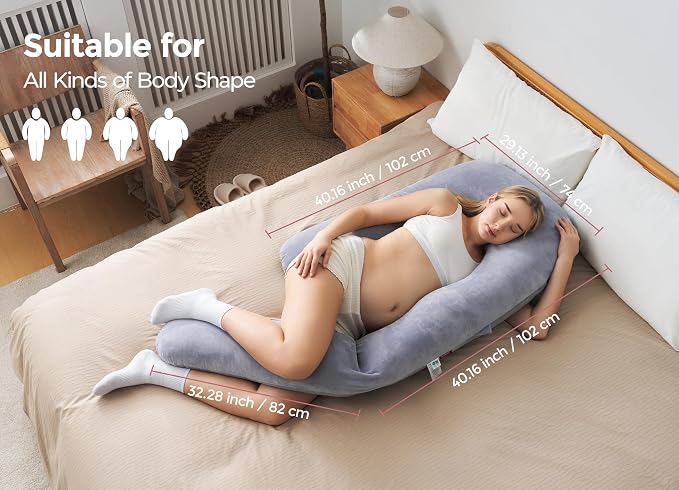 Momcozy Pregnancy Pillow for Sleeping, Dreamlign U Pro Maternity Pillow - Image 8
