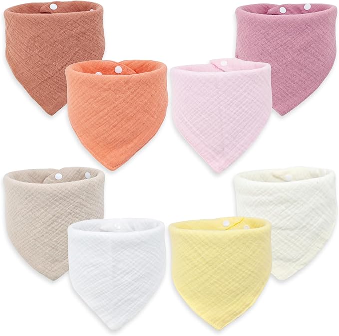 Baby Bibs Muslin Bibs 8 Pack for Drooling and Teething for Unisex Girls Boys by DOSMINE