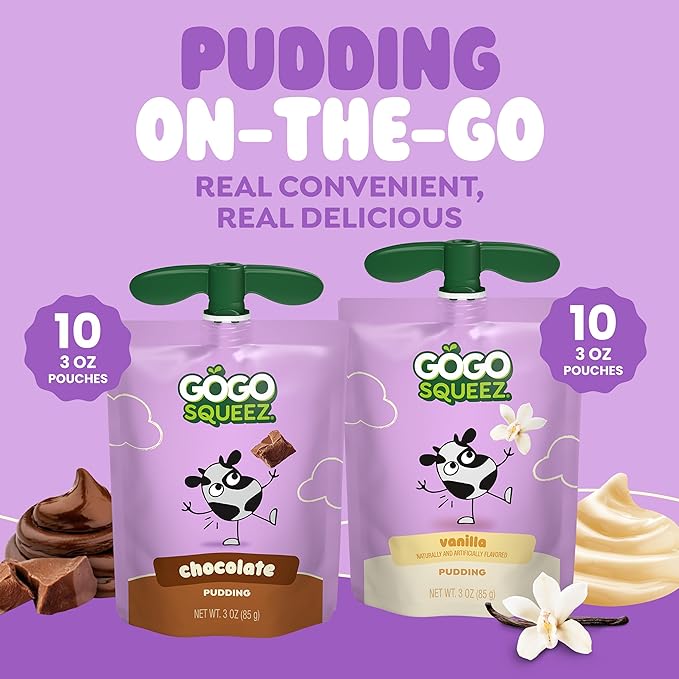 GoGo squeeZ PuddingZ Variety Pack, On-the-Go Chocolate and Vanilla Pudding - Image 4