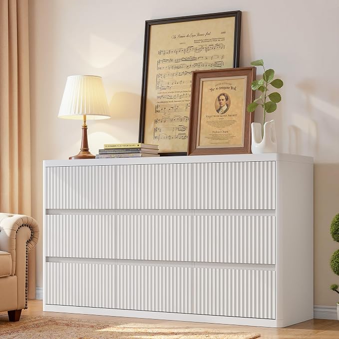 White 9 Drawers Dresser, Modern Chest of Drawers - Image 4