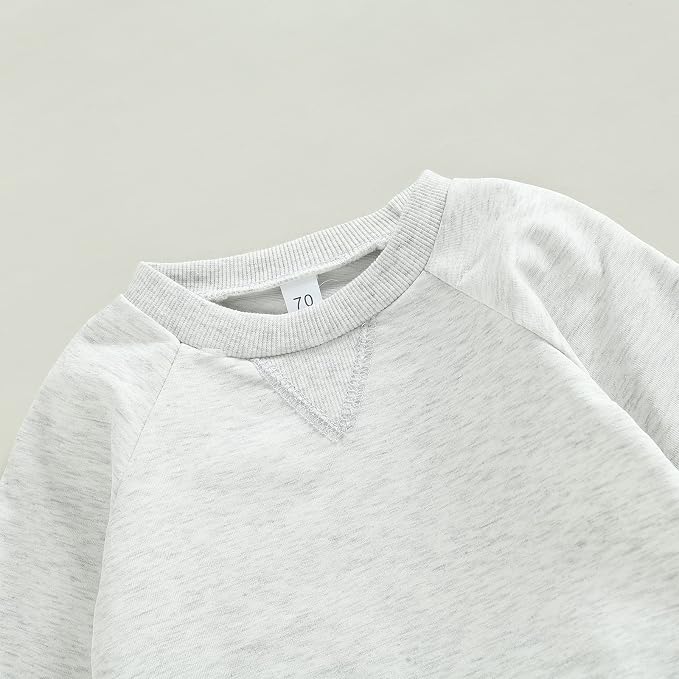 Toddler Baby Boy Clothes Solid Color Long Sleeve Crewneck Sweatshirt Top Casual - Image 3
