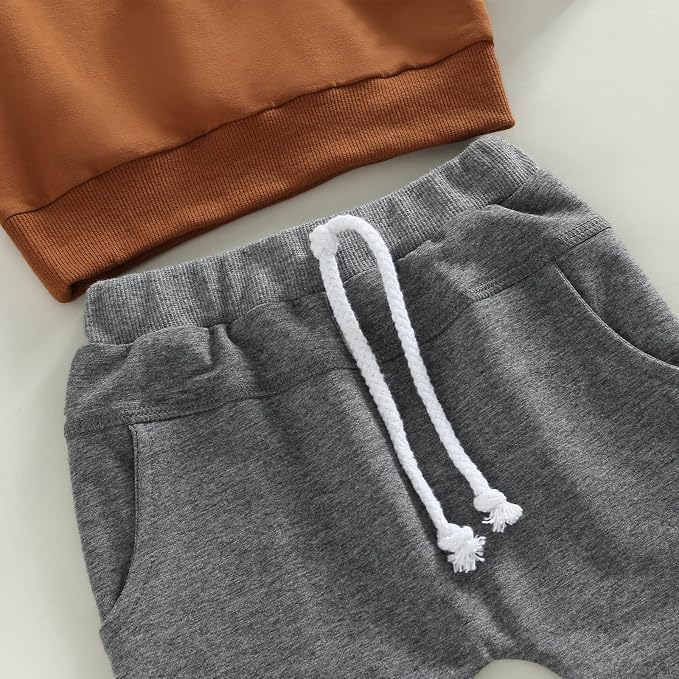 Toddler Baby Boy Clothes Solid Color Long Sleeve Crewneck Sweatshirt Top Casual - Image 5