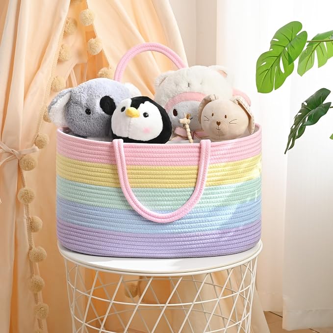 Baby Diaper Caddy Organizer, Cotton Rope Diaper Basket, Baby Basket - Image 7