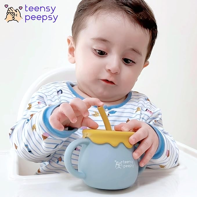 Honey Jar Pot 3-in-1 Silicone Training Cup 8.5oz, Baby Sippy Cup - Image 2