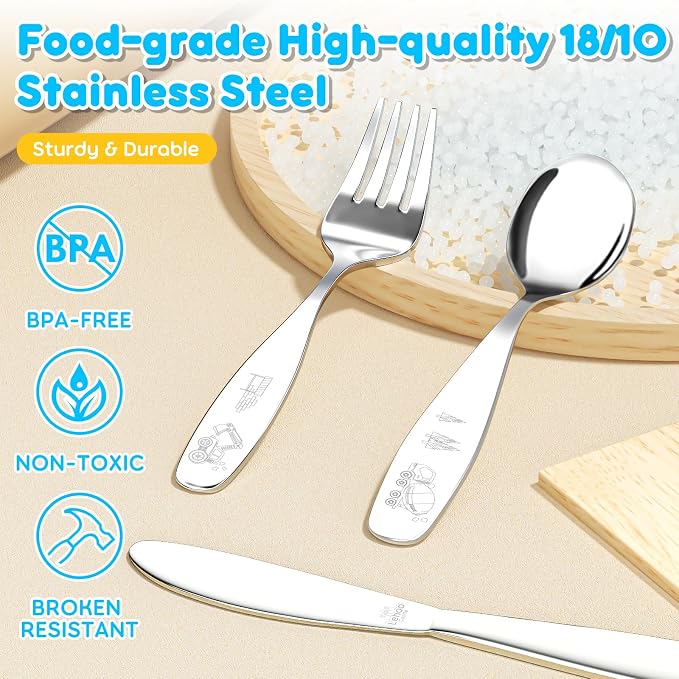 Lehoo Castle Kids Silverware Stainless Steel, Safe Children Flatware, Toddler - Image 3