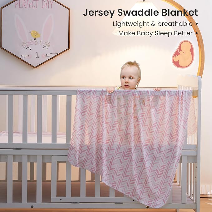Jersey Swaddle Blanket, Ultra Soft Stretchy Receiving Blanket, Newborn Swaddle - Image 5