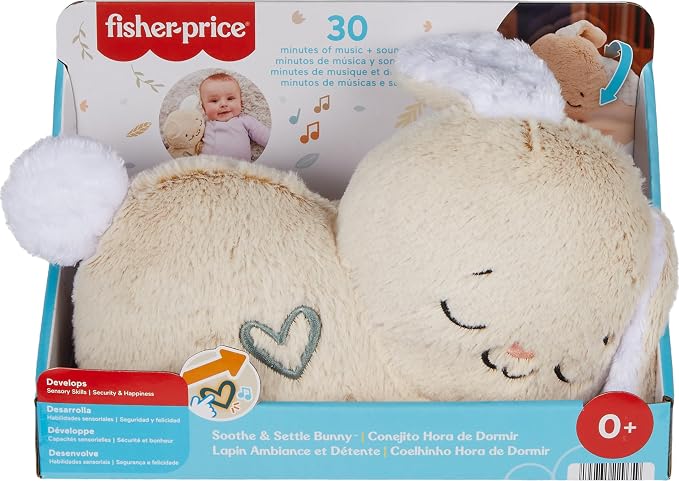Fisher-Price Baby Sound Machine Soothe & Settle Bunny Portable Plush Toy - Image 6