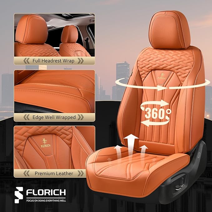 FLORICH Seat Covers, Leather Car Seat Covers Front Seats, Automotive Seat - Image 3