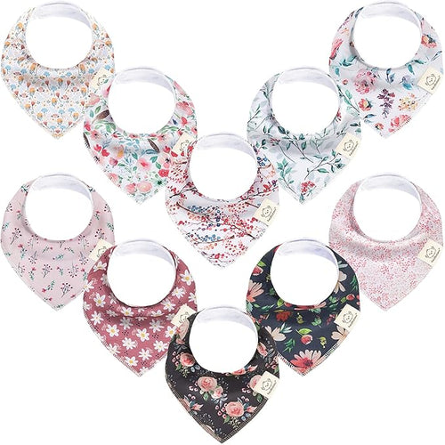 10-Pack Organic Baby Bandana Bibs by KeaBabies