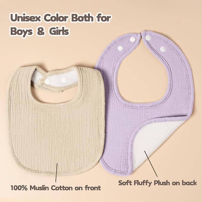 Susurration Muslin Baby Drool Bibs 10Pack Soft Square Adjustable Bandana Bibs - Image 6