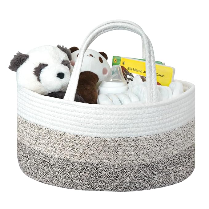 Baby Diaper Caddy Organizer, Large Cotton Rope Nursery Diaper Basket, Changing by LuxuryLittle